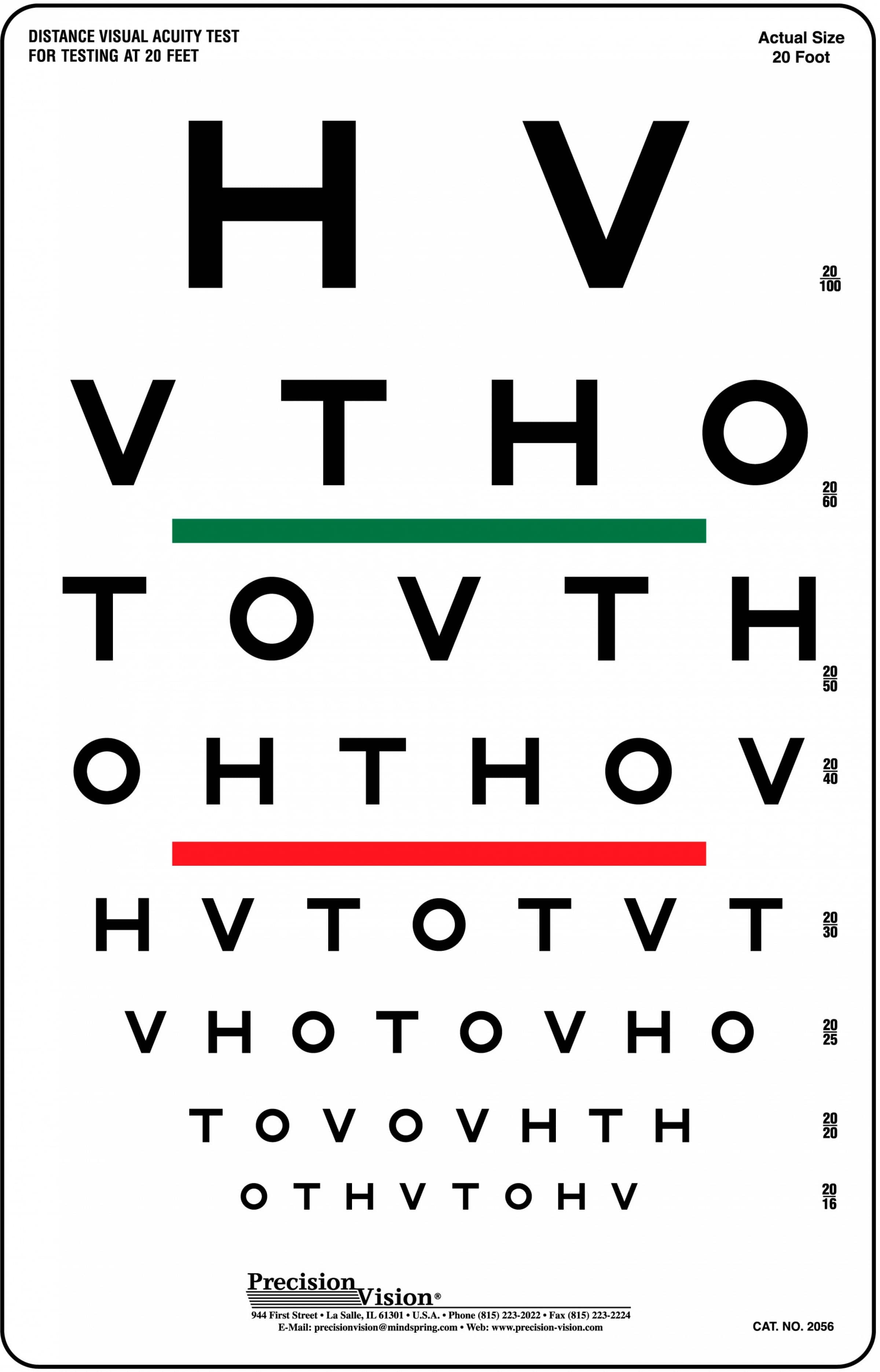 Traditional Snellen Eye Chart Precision Vision