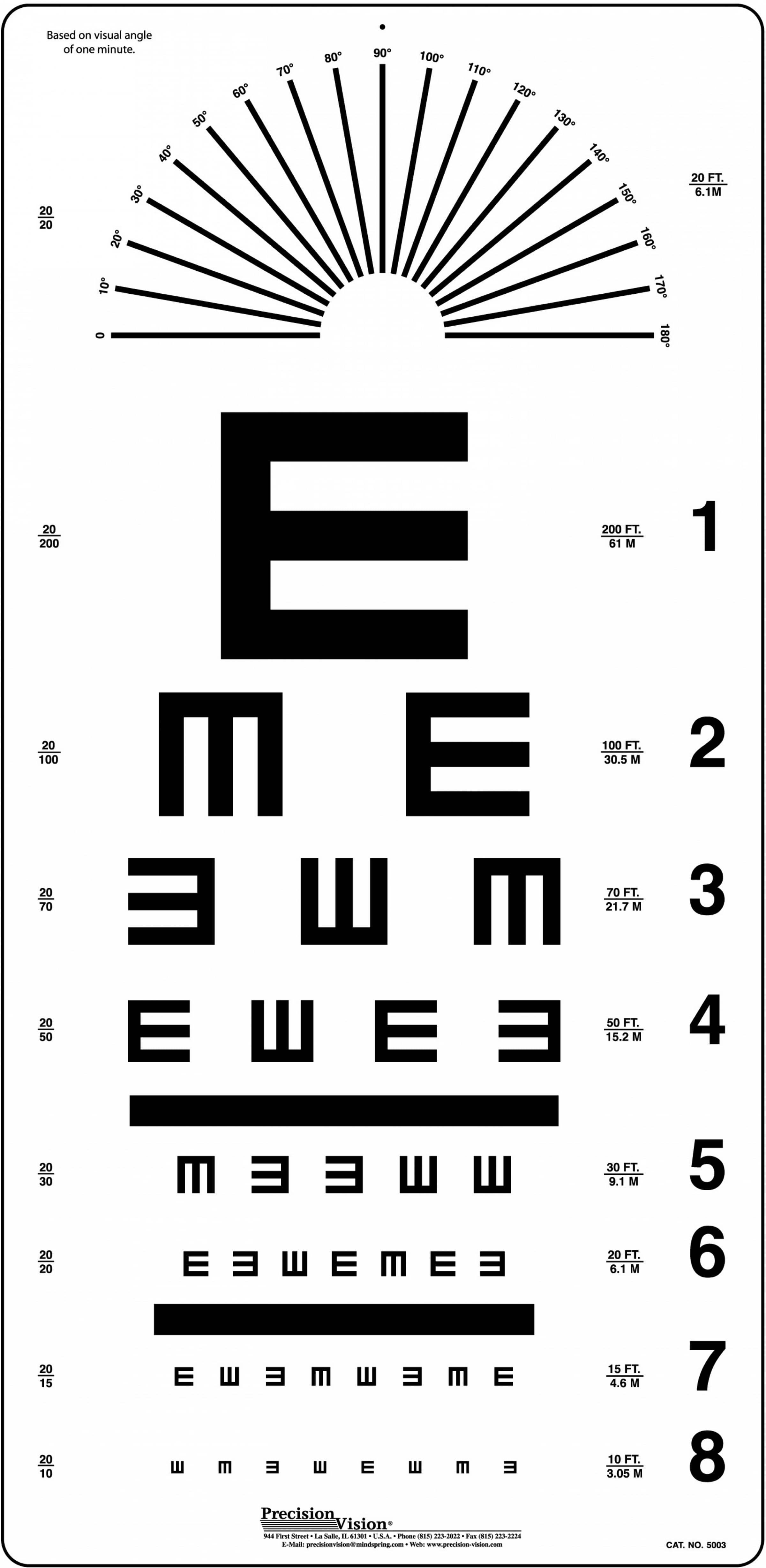 Tumbling E Eye Chart Precision Vision