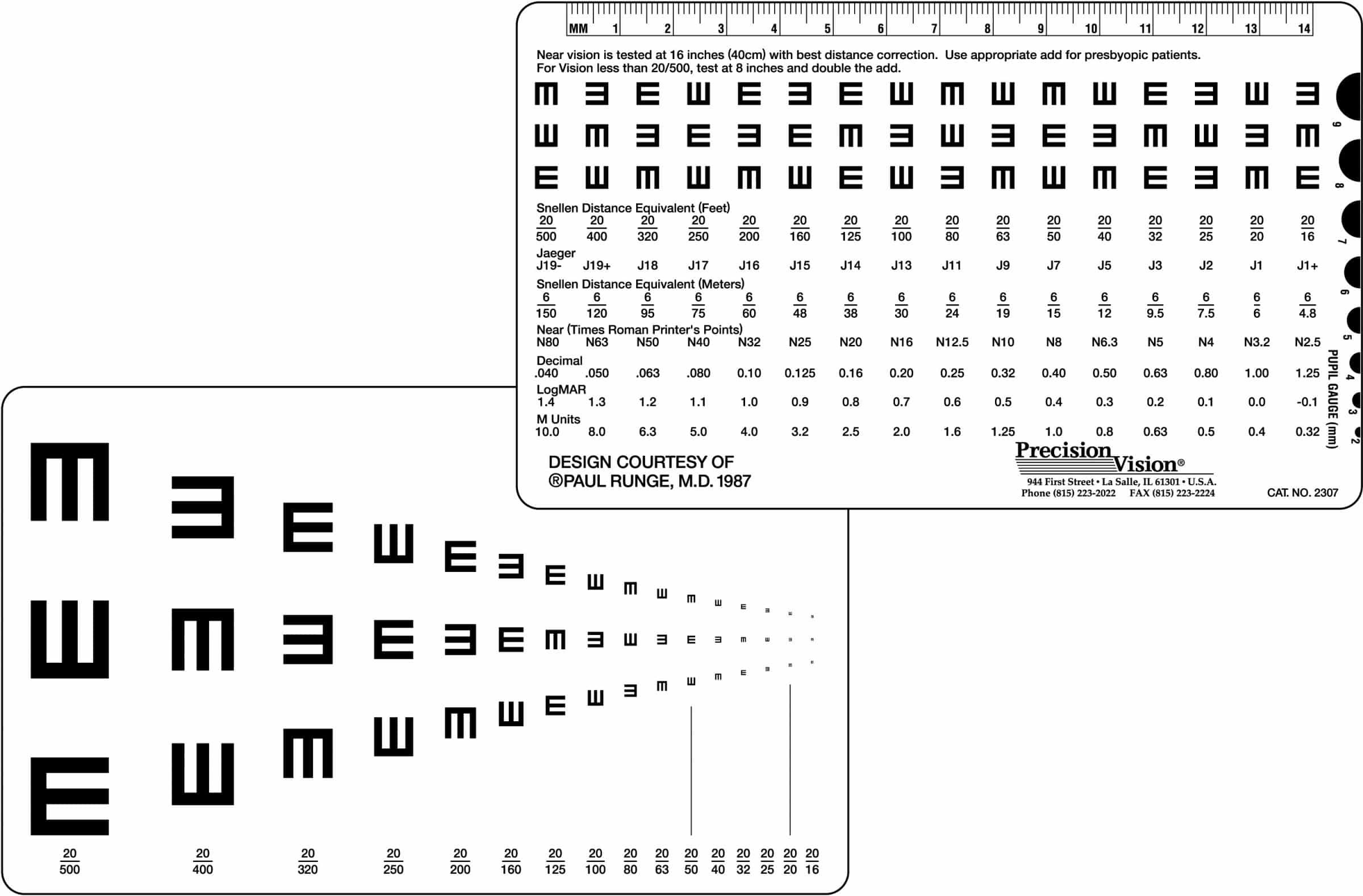 hotv runge pocket near vision test card precision vision near vision screening chart