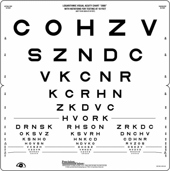 3 meter 10 ft sloan high contrast fold eye chart precision vision