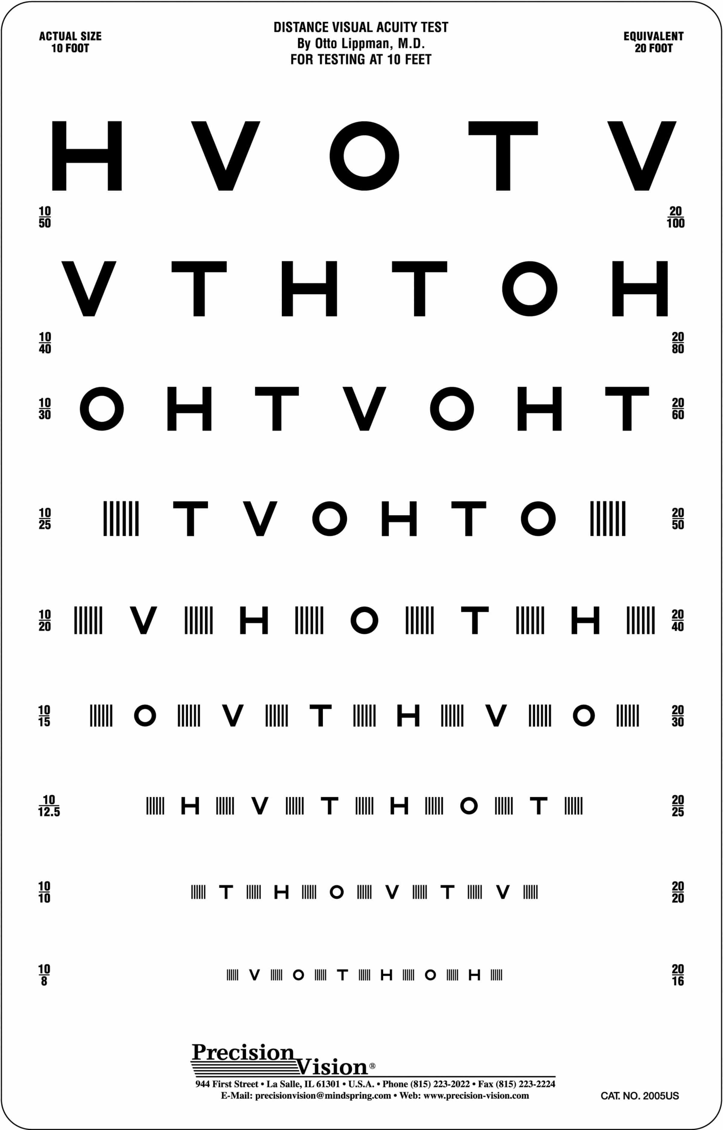 3 Meter 10 Ft High Contrast Eye Charts Precision Vision Hotv Interaction Bar Distance Eye Chart 10ft