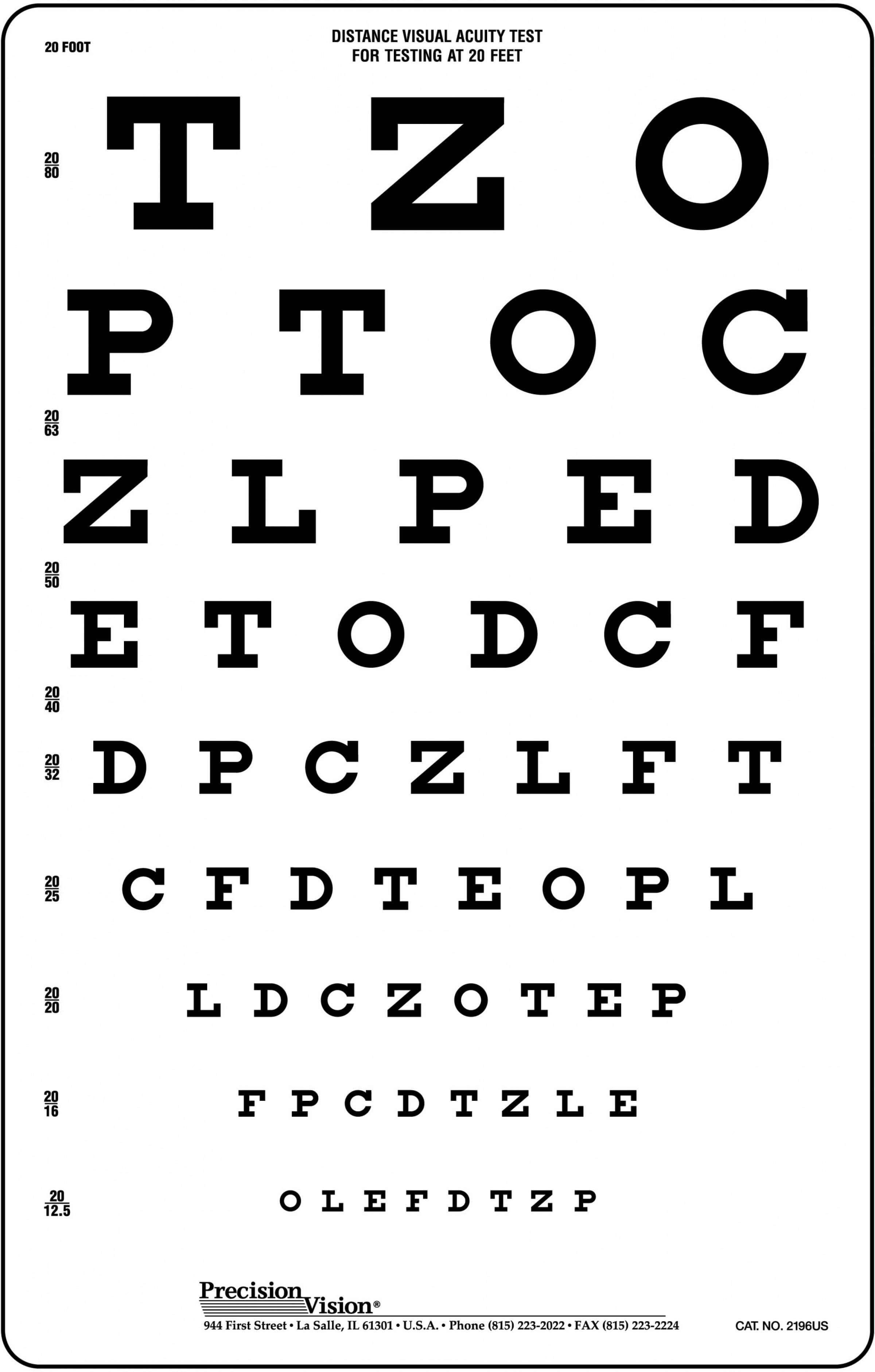 Optical Eye Test Chart