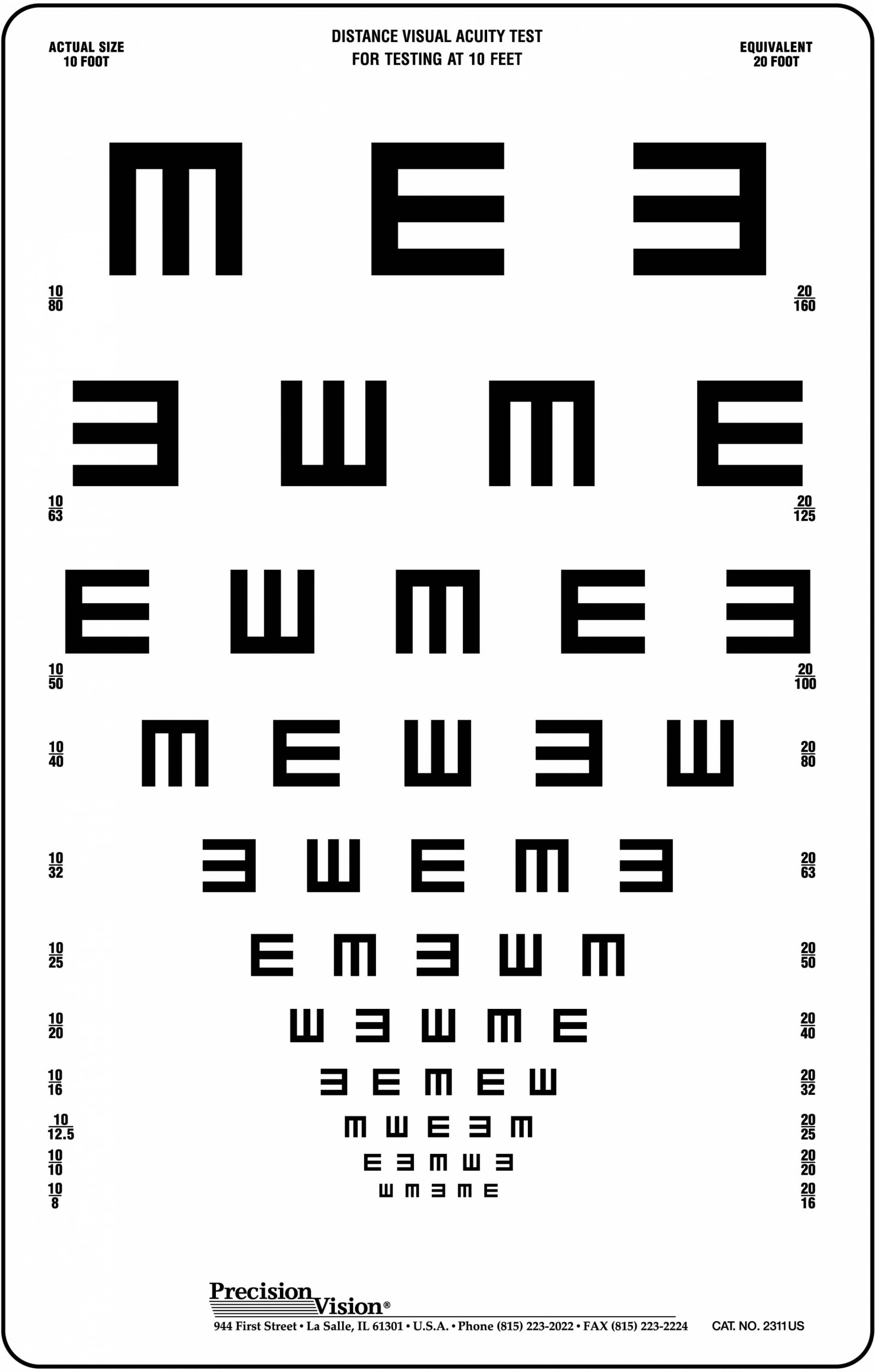 10 Foot Snellen Eye Chart Printable